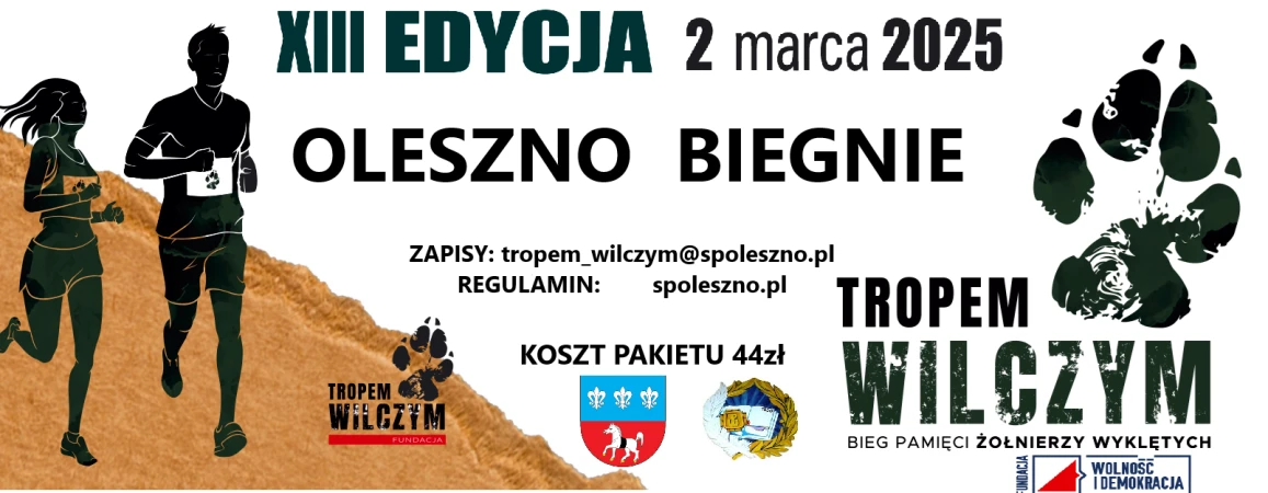 Plakat - zaproszenie do udziału w Biegu Tropem Wilczym
